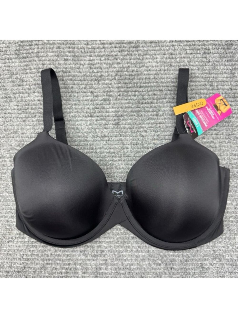 Maidenform Bra 36DD One Fab Fit Demi Underwire T-Shirt Black Convertible DM7543
